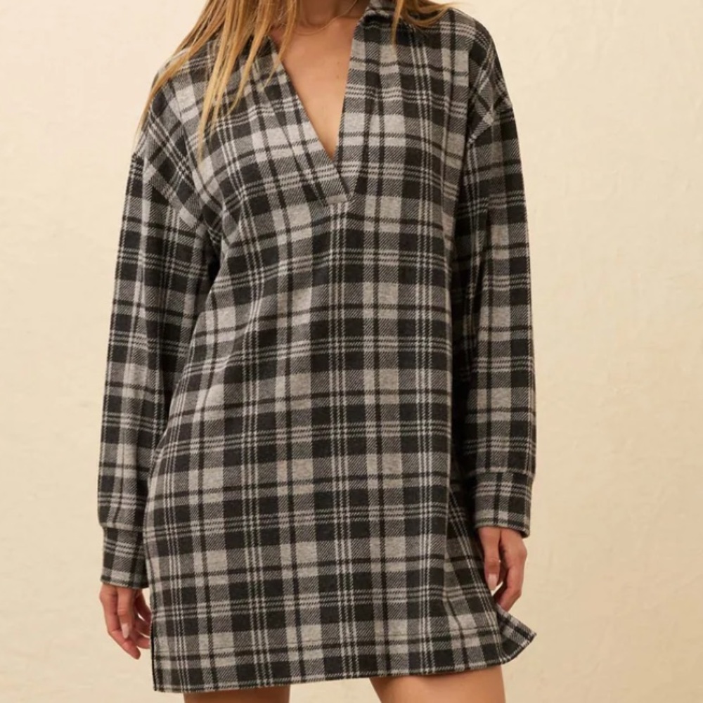 Faherty Legend Sweater Hudson Dress Silver Lake Plaid XXS NWT